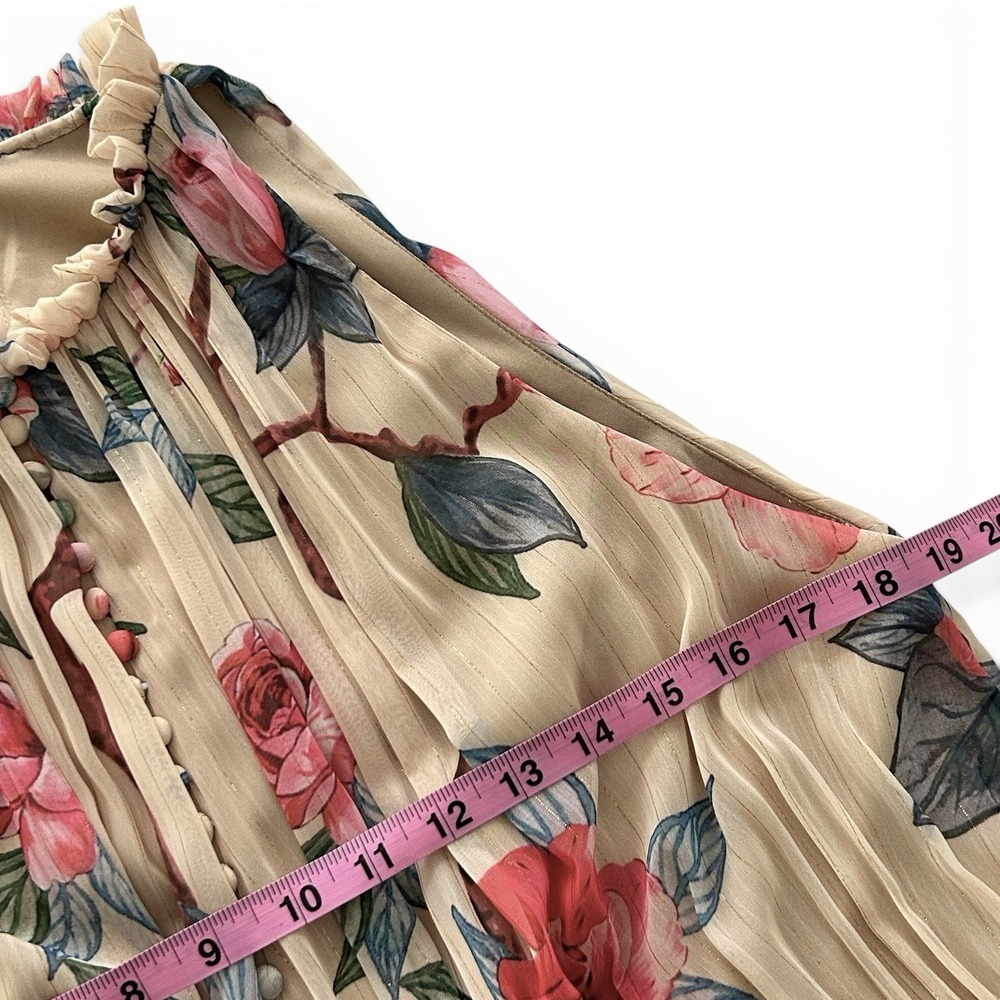Ieena for Mac Duggal Women's 16 Beige Multicolor Floral Chiffon Maxi Tier Dress - Picture 10 of 16